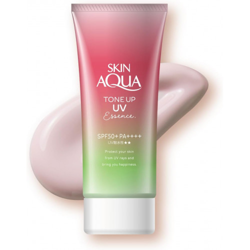 Skin Aqua Tone Up UV Essence Happiness Aura SPF50+ PA++++ — японская солнцезащитная эссенция с цветокоррекцией