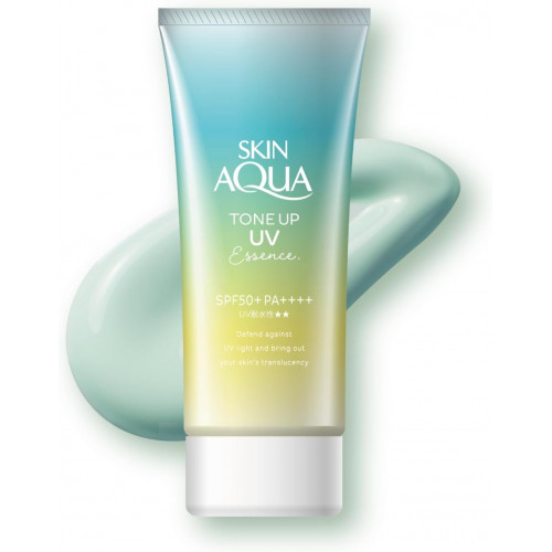 Skin Aqua Tone Up UV Essence Mint Green SPF50+ PA++++ — японская солнцезащитная эссенция с цветокоррекцией